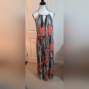 Oasis Black and Orange Floral Maxi Dress
